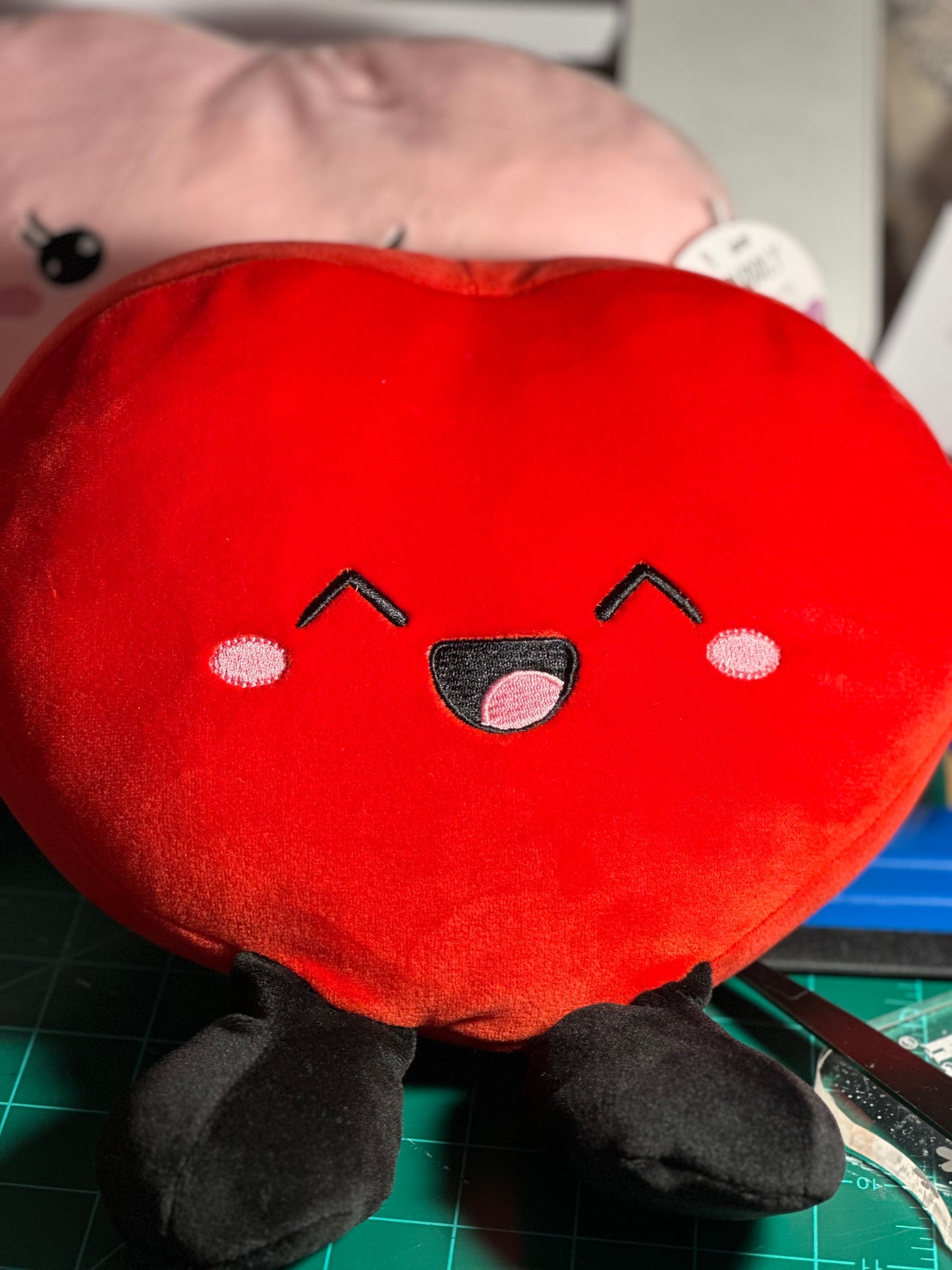 Heart shaped soft character pillow